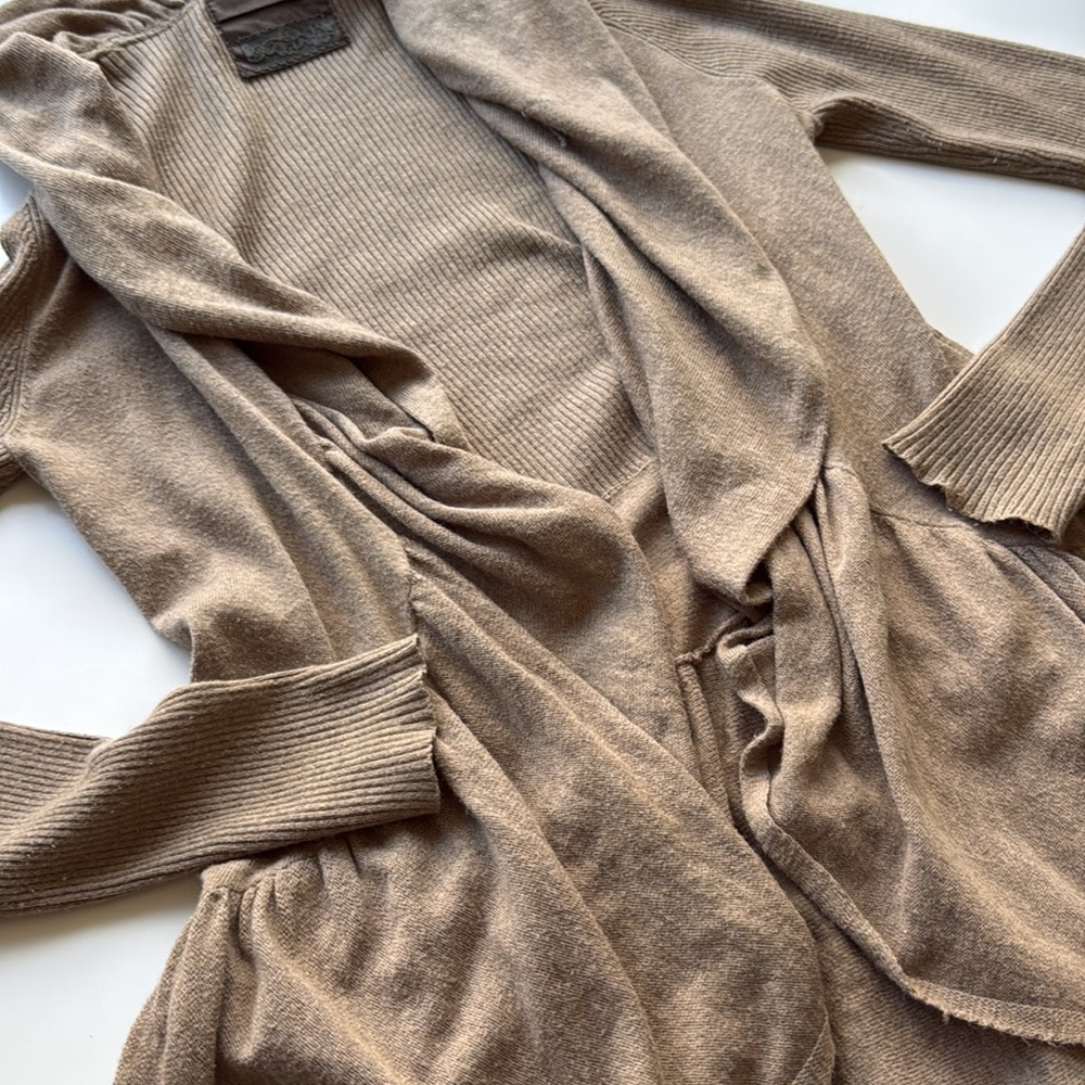 Anthropologie Guinevere brown cotton/cashmere blend small waterfall cardigan - Picture 5 of 9